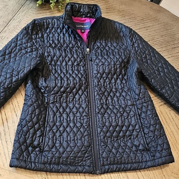 Lands' End Black Quilted Jacket Size M - Picture 15 of 15
